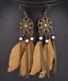Pendientes de Pluma y Cadenas - Bronce